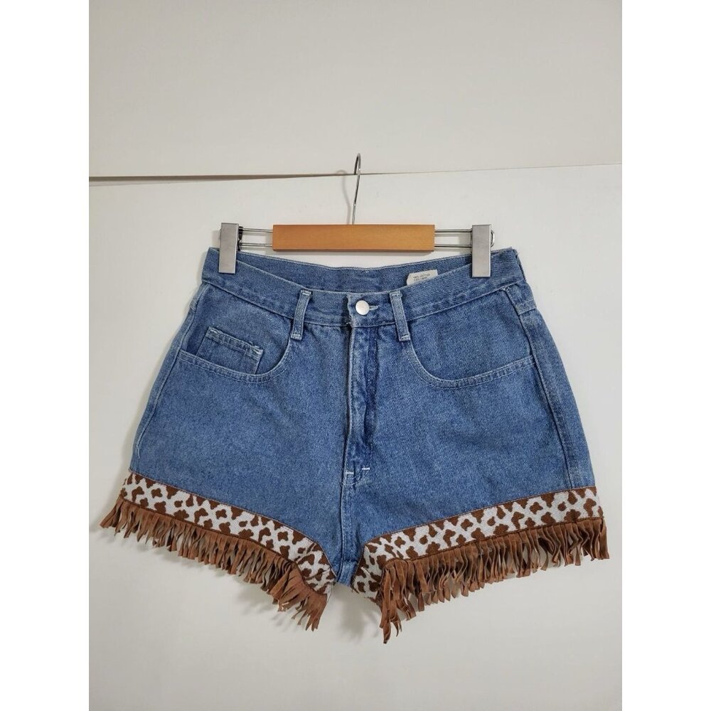 Blue Denim Fringe Jean Shorts